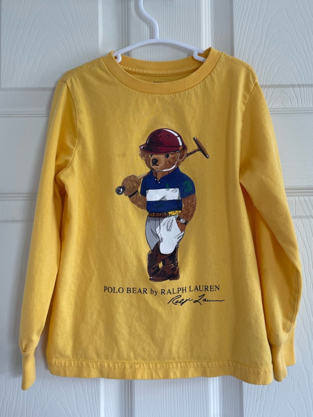 Polo Ralph Lauren Boys Polo Bear Shirt Yellow Long Sleeve Size 4